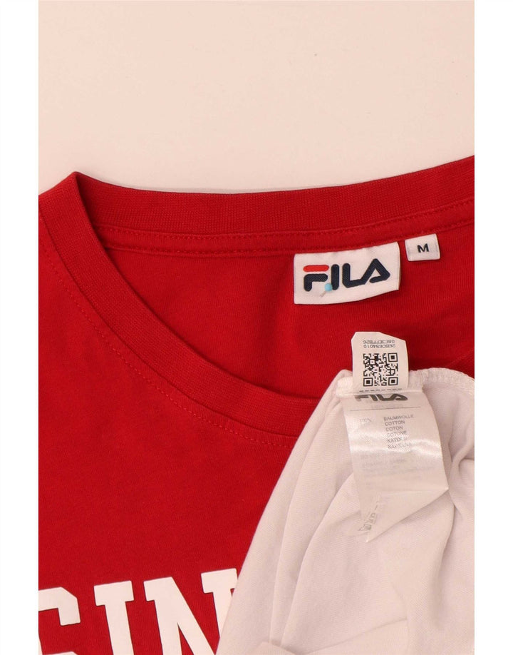 Fila Мужская футболка с графическим рисунком Верх среднего размера, белый хлопок с цветными блоками