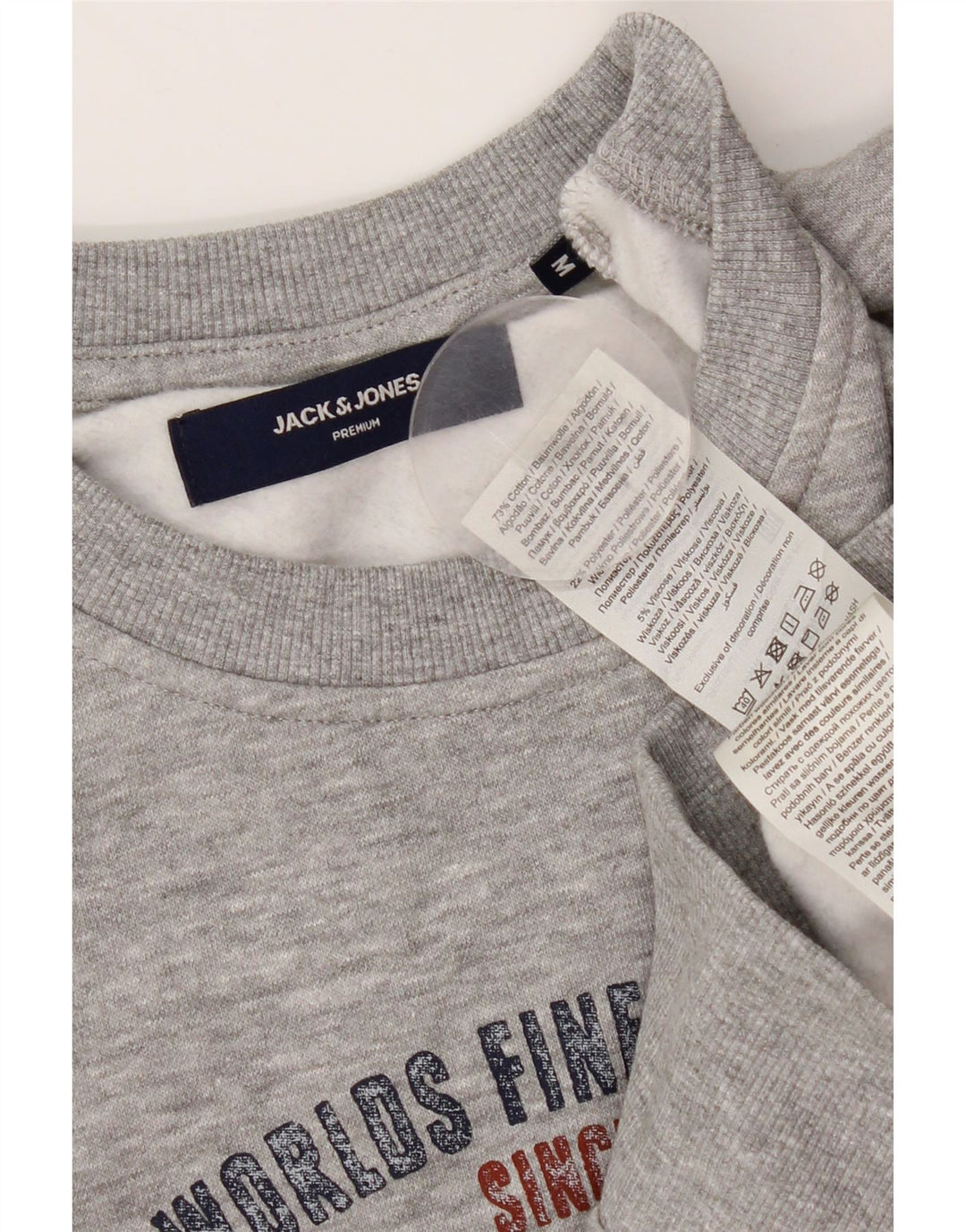 Мужской свитшот с рисунком JACK & JONES, джемпер среднего серого цвета, хлопок с крапинками
