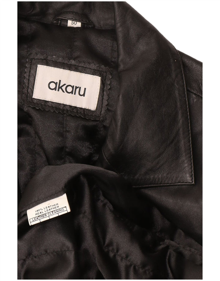 Мужское кожаное пальто EU 50, большое черное кожаное