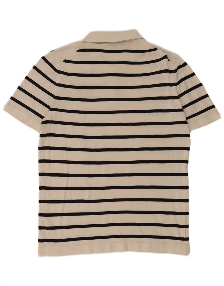 Мужская рубашка-поло Massimo Dutti, хлопок, белая полоска среднего размера