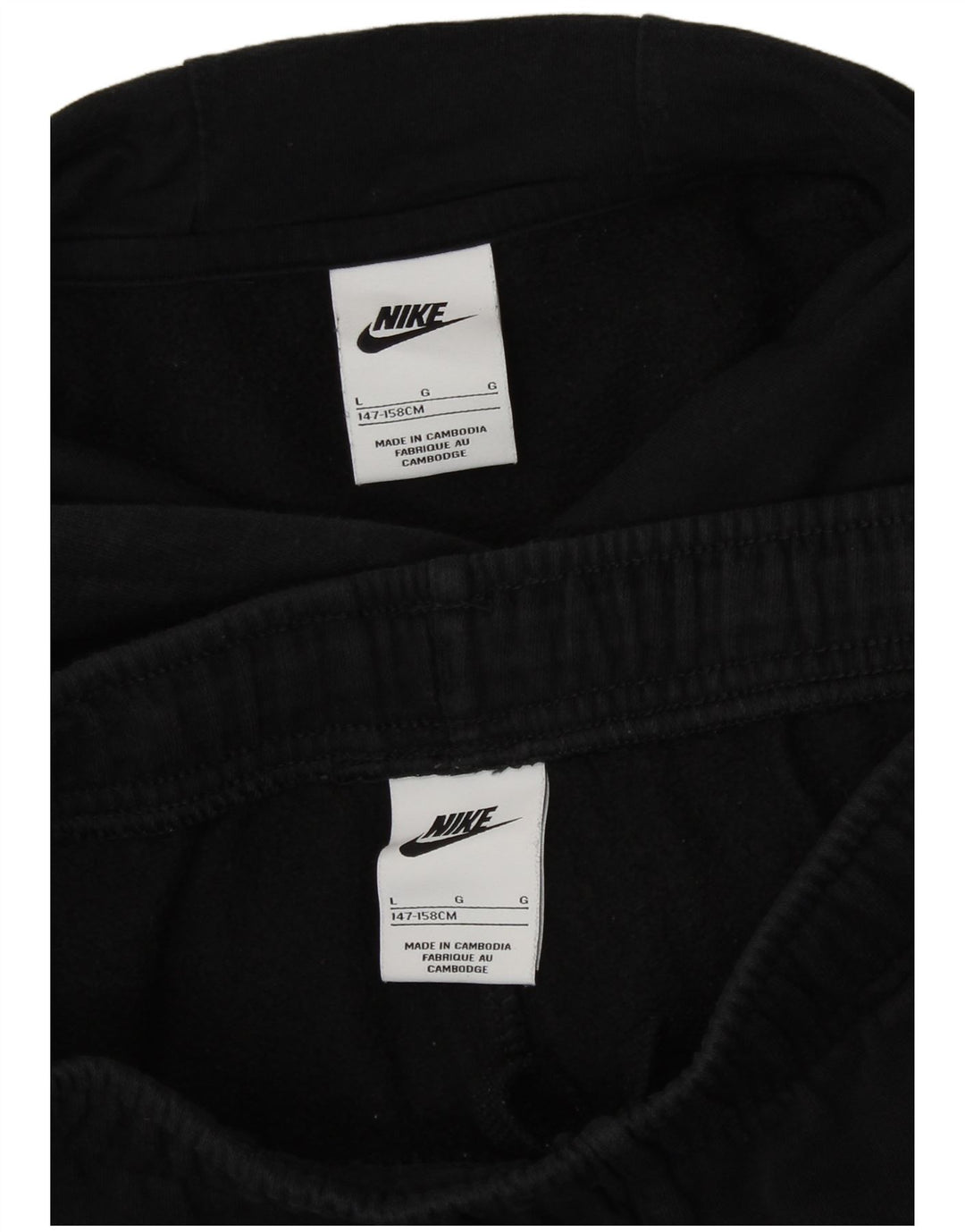 Спортивный костюм свободного покроя с графическим рисунком для девочек Nike, большой размер, черный хлопок, 12–13 лет