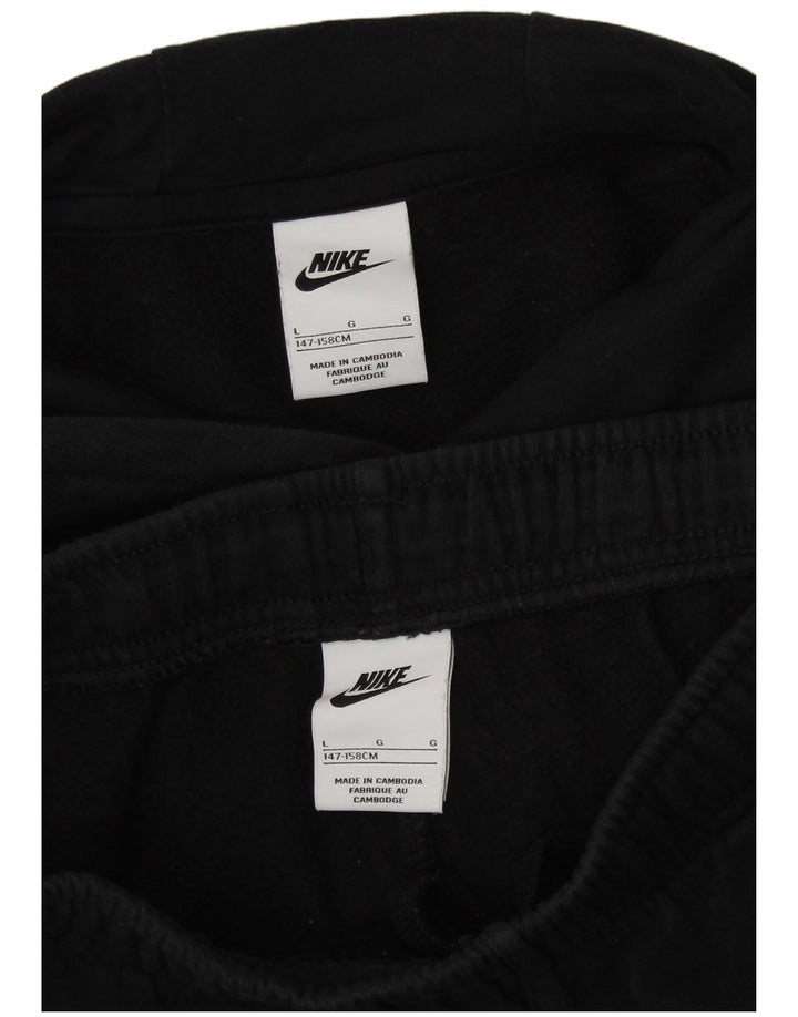 Спортивный костюм свободного покроя с графическим рисунком для девочек Nike, большой размер, черный хлопок, 12–13 лет