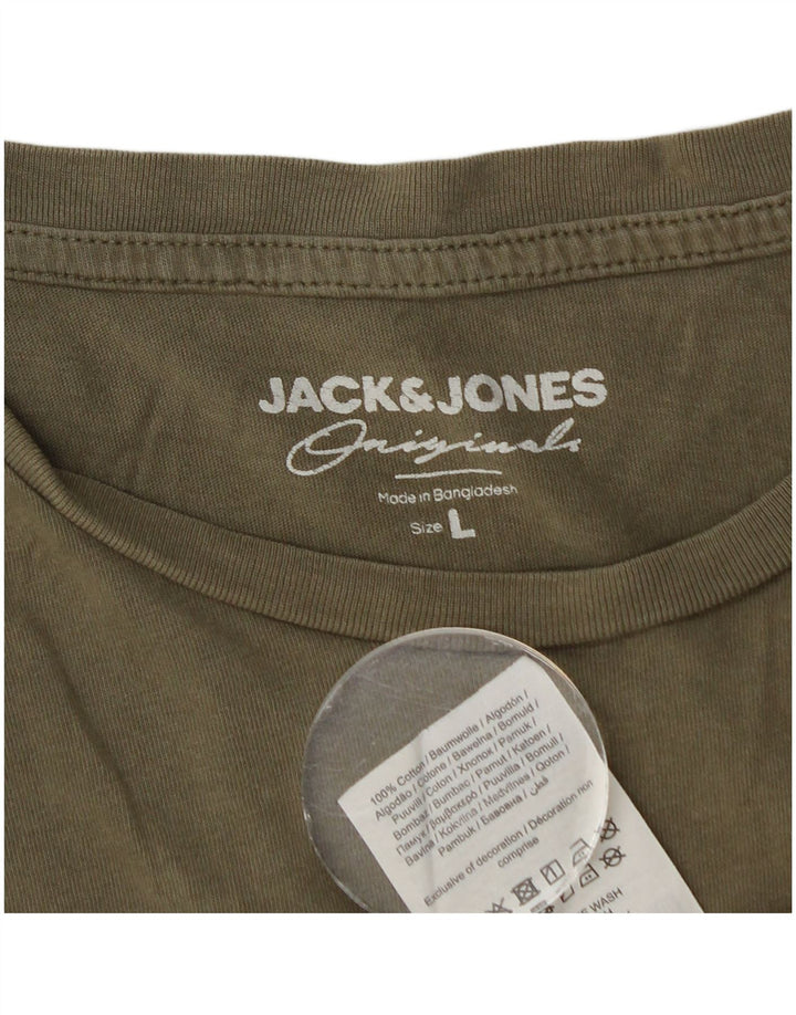 Мужская футболка Jack & Jones из хлопка большого размера цвета хаки