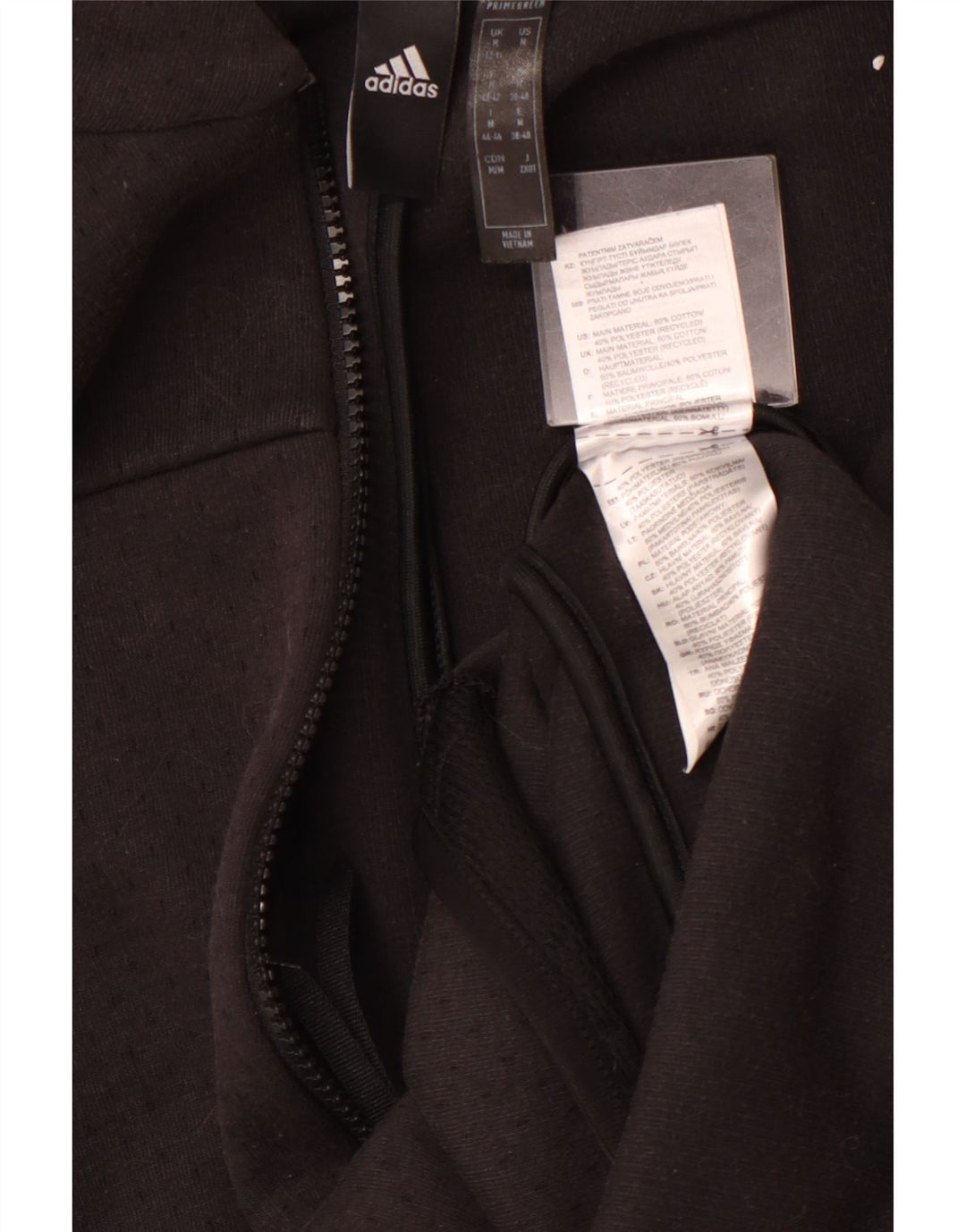 Женский свитер с капюшоном на молнии ADIDAS Primegreen UK 12/14, средний черный