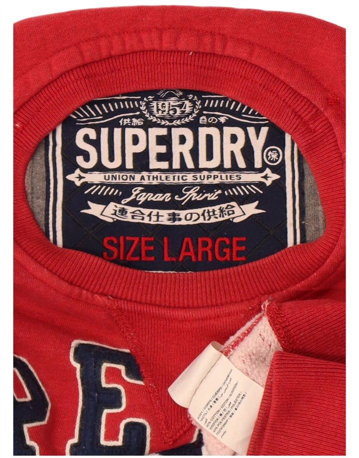Мужской свитшот с рисунком Superdry, большой красный хлопковый джемпер