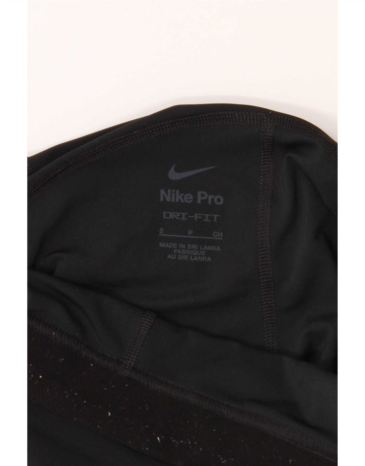 Женские укороченные леггинсы с рисунком Nike Dri Fit UK 8, маленькие черные, полиэстер