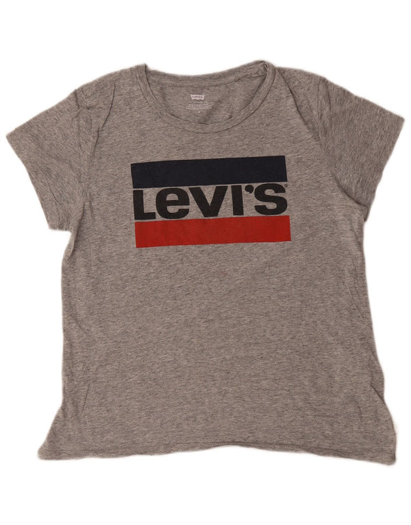 Женская футболка с рисунком Levi's Top UK 14, средний серый хлопок с крапинками