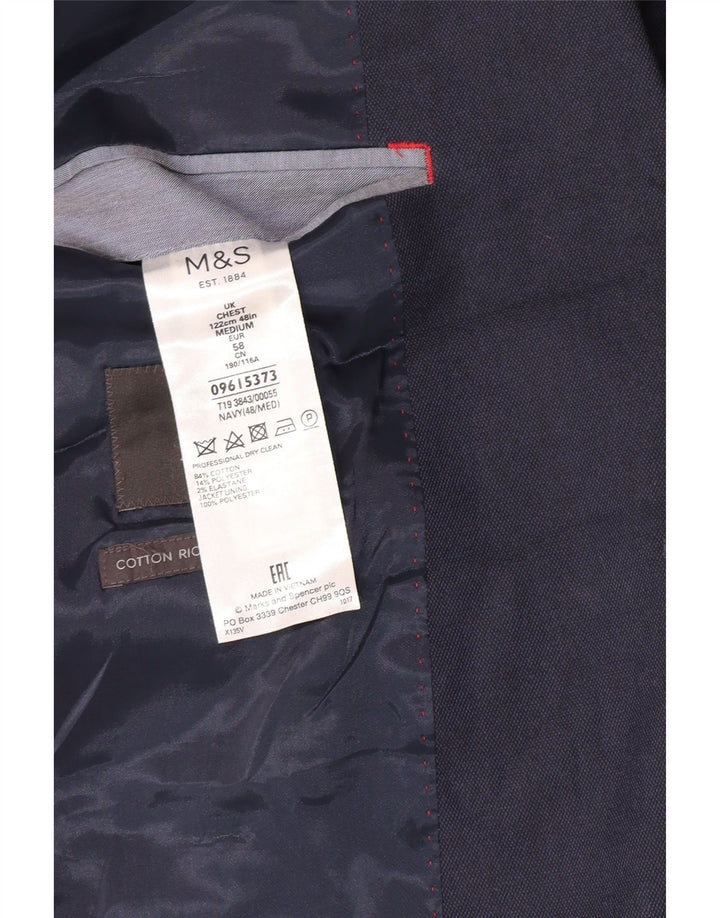 Мужской пиджак Marks & Spencer с 2 пуговицами, Великобритания 48, 4XL, темно-синий, хлопок