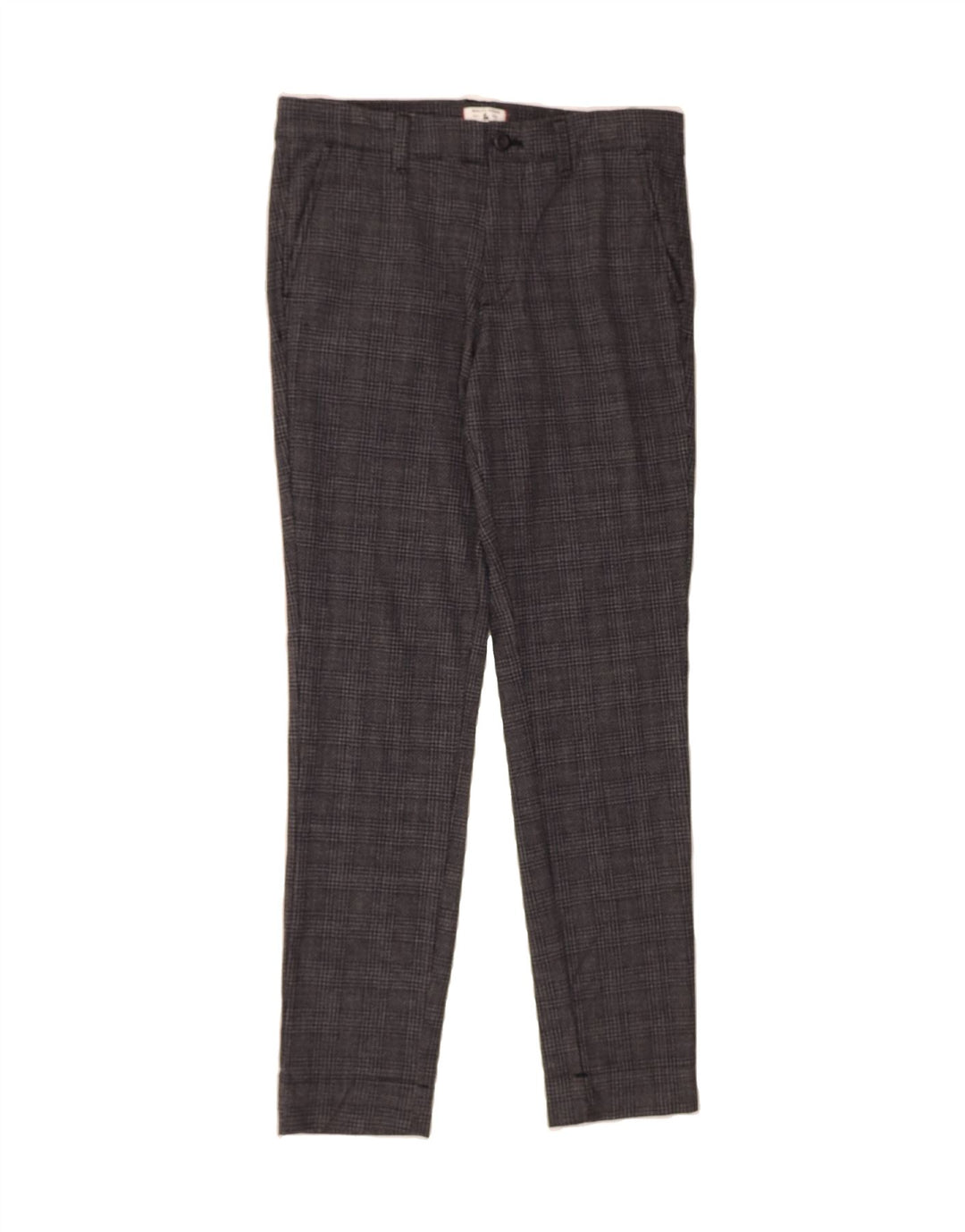 JACK & JONES Mens Slim Chino Trousers W30 L32 Grey Check Polyester Vintage Jack & Jones and Second-Hand Jack & Jones from Messina Hembry 