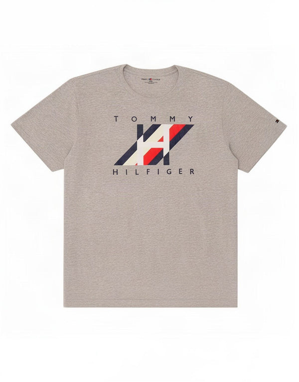 Мужская футболка с рисунком Tommy Hilfiger, большой серый хлопок