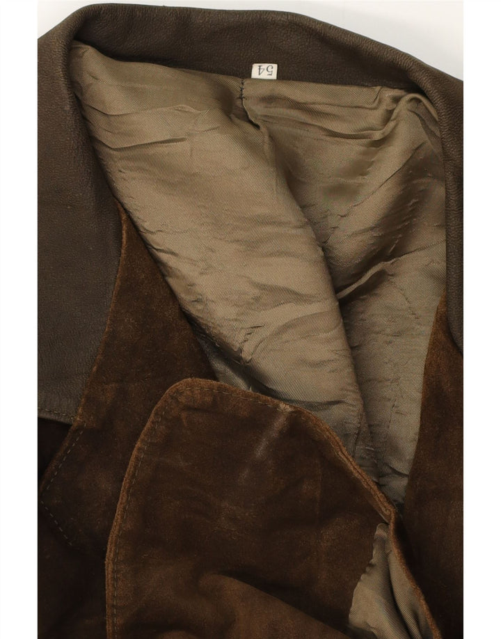 Винтажный мужской замшевый пиджак на 2 пуговицах IT 54 2XL коричневый