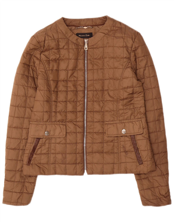 Женская стеганая куртка Massimo Dutti UK 12, средний коричневый, полиэстер