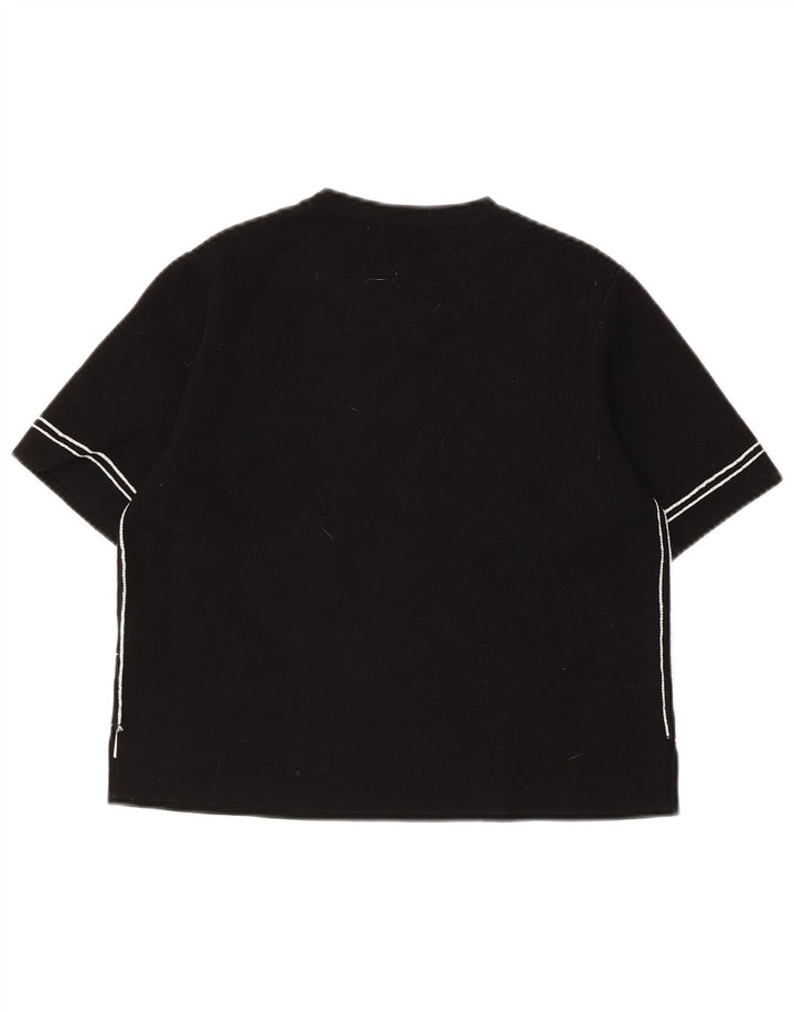 Женский укороченный джемпер с круглым вырезом ZARA с короткими рукавами, Великобритания 12, средний черный