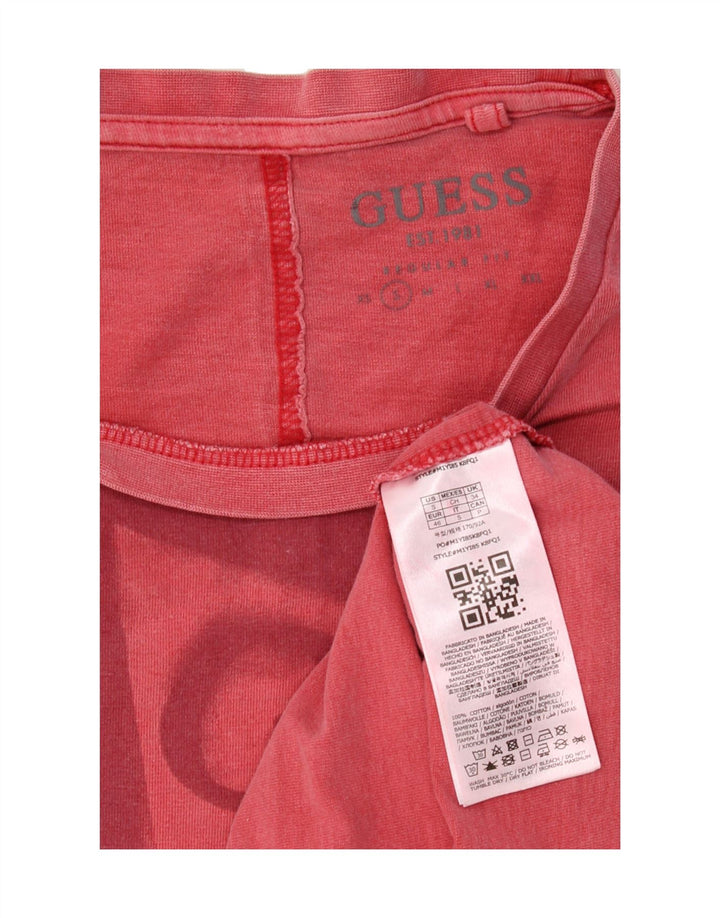GUESS Mens Graphic T-Shirt Top Small Red Cotton Vintage Guess and Second-Hand Guess from Messina Hembry 