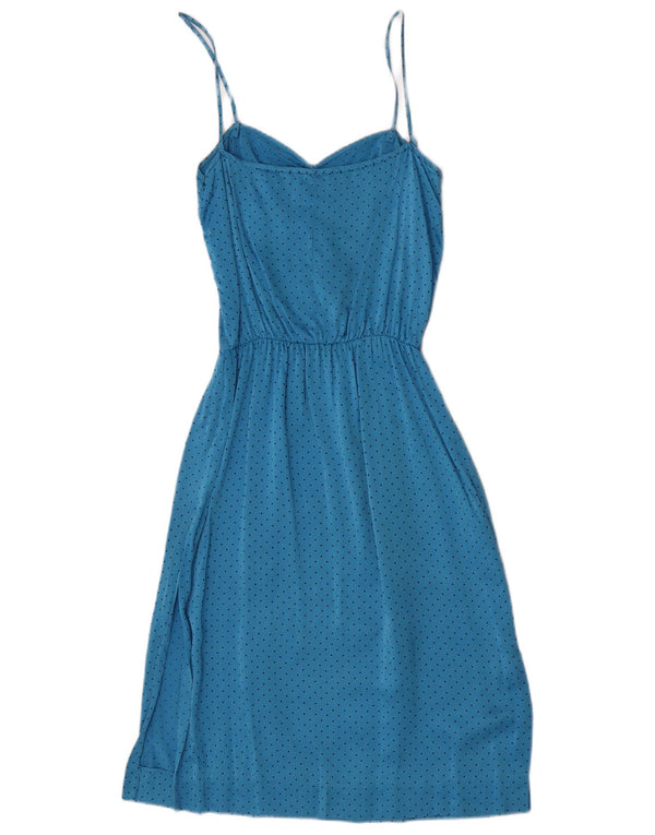 Винтажное женское платье-комбинация UK 6 XS синее в крапинку