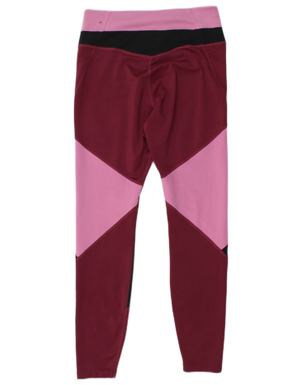 Женские леггинсы NIKE Dri Fit UK 14, средний бордовый, полиэстер с цветными блоками