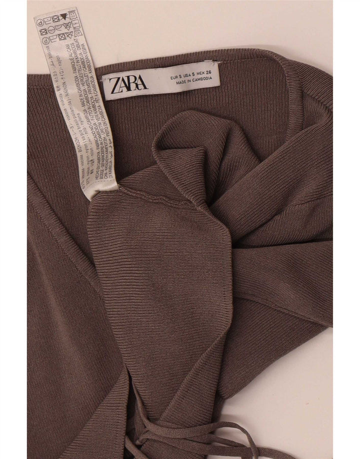 Женский укороченный кардиган Zara UK 8, маленький, серый, вискоза