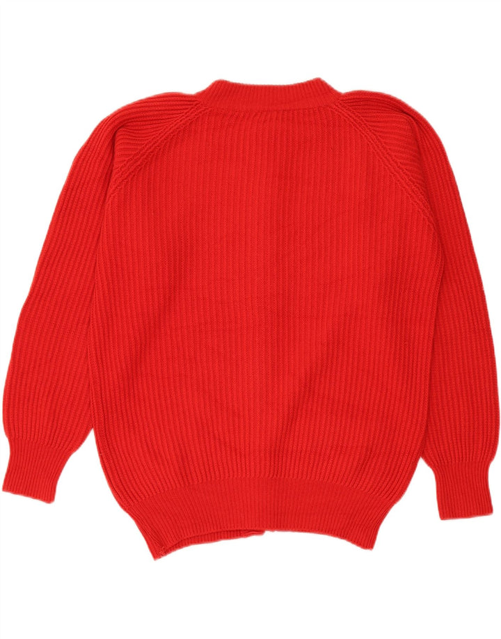 Винтажный мужской свитер-кардиган, размер 46 XL, красный