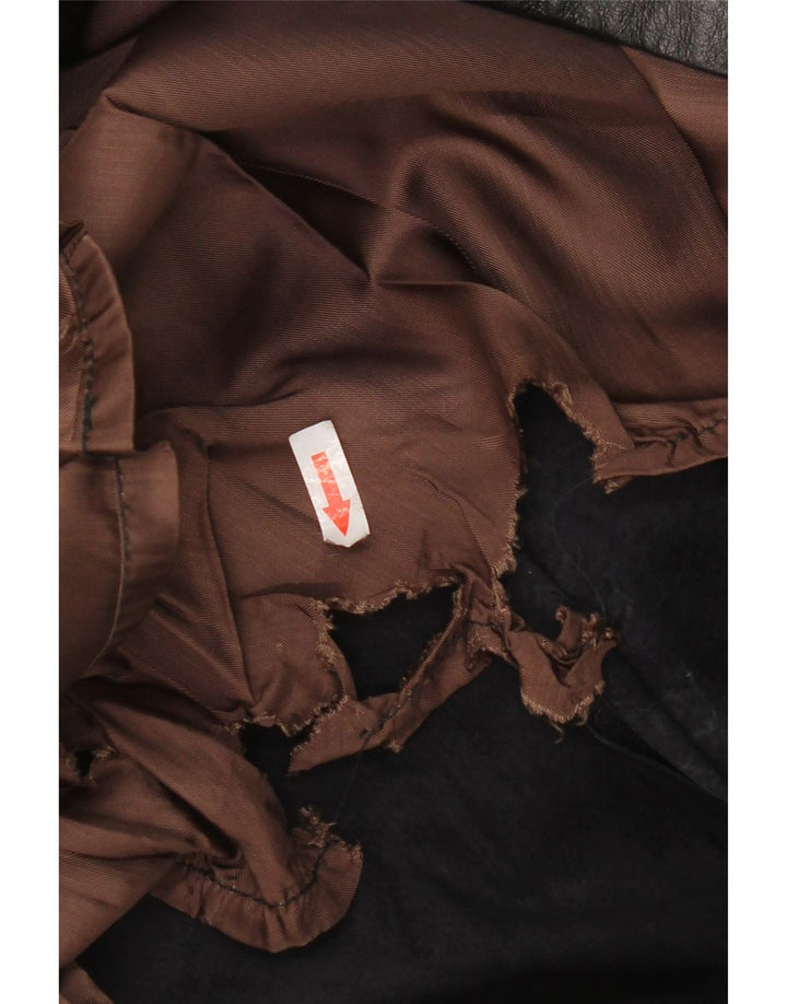 Винтажная женская кожаная юбка IT 52 2XL W32 Черная