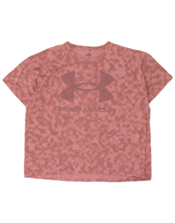 Женская футболка с рисунком Under Armour Top UK 18 XL, хлопковая розовая тай-дай