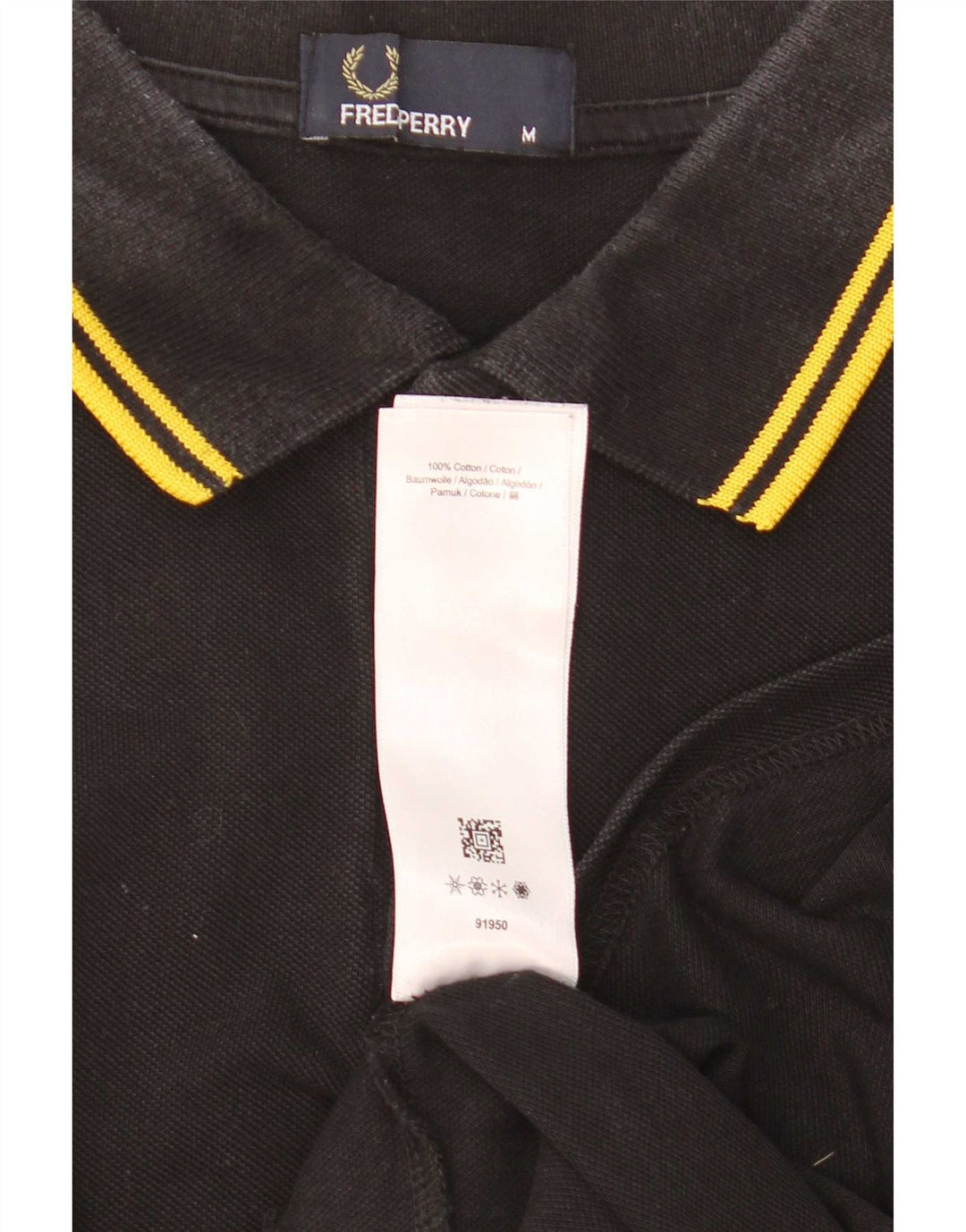 Мужская рубашка-поло Fred Perry, хлопок в черную полоску среднего размера