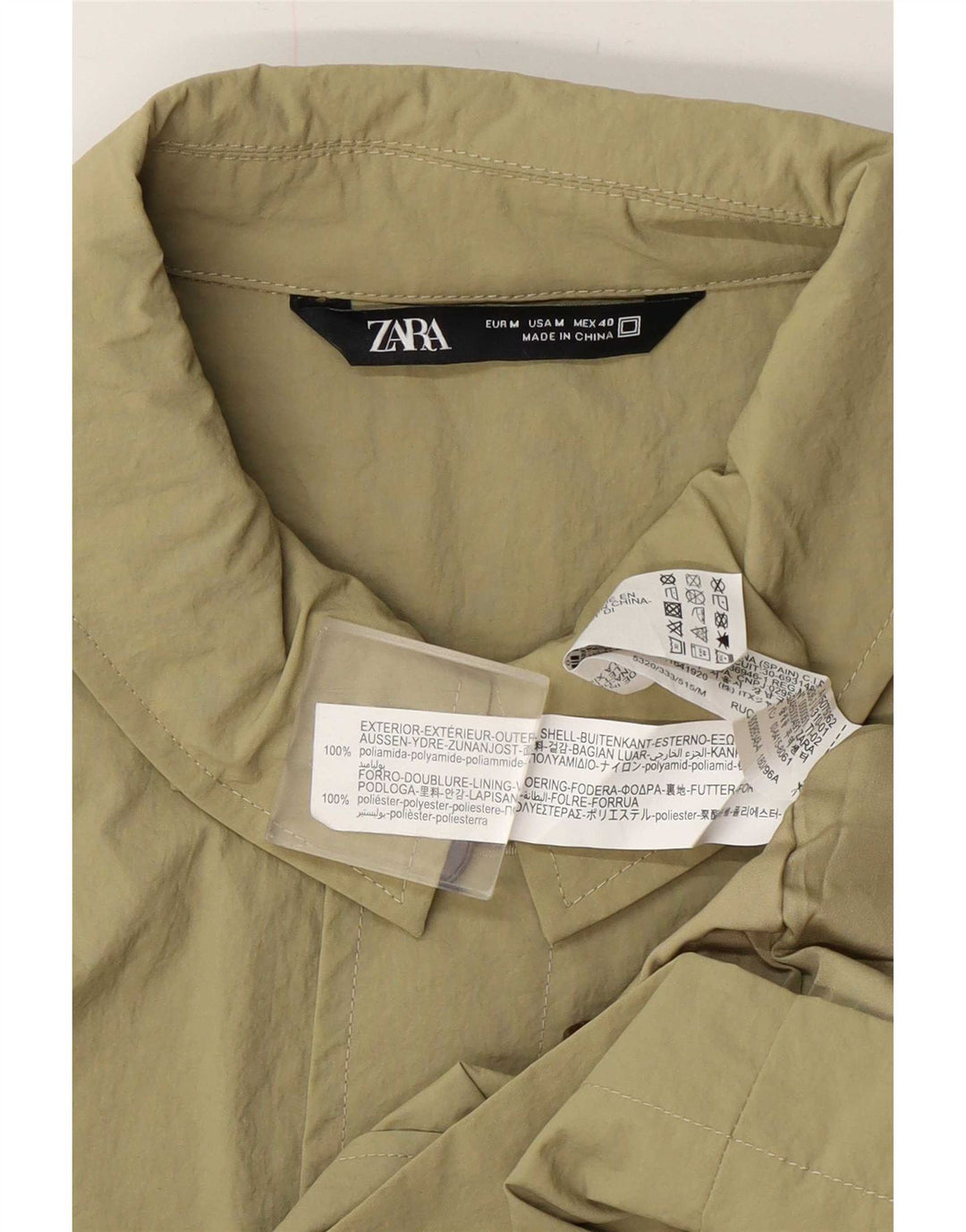 Мужская куртка-бомбер стандартного кроя Zara UK 38, средний хаки, полиамид