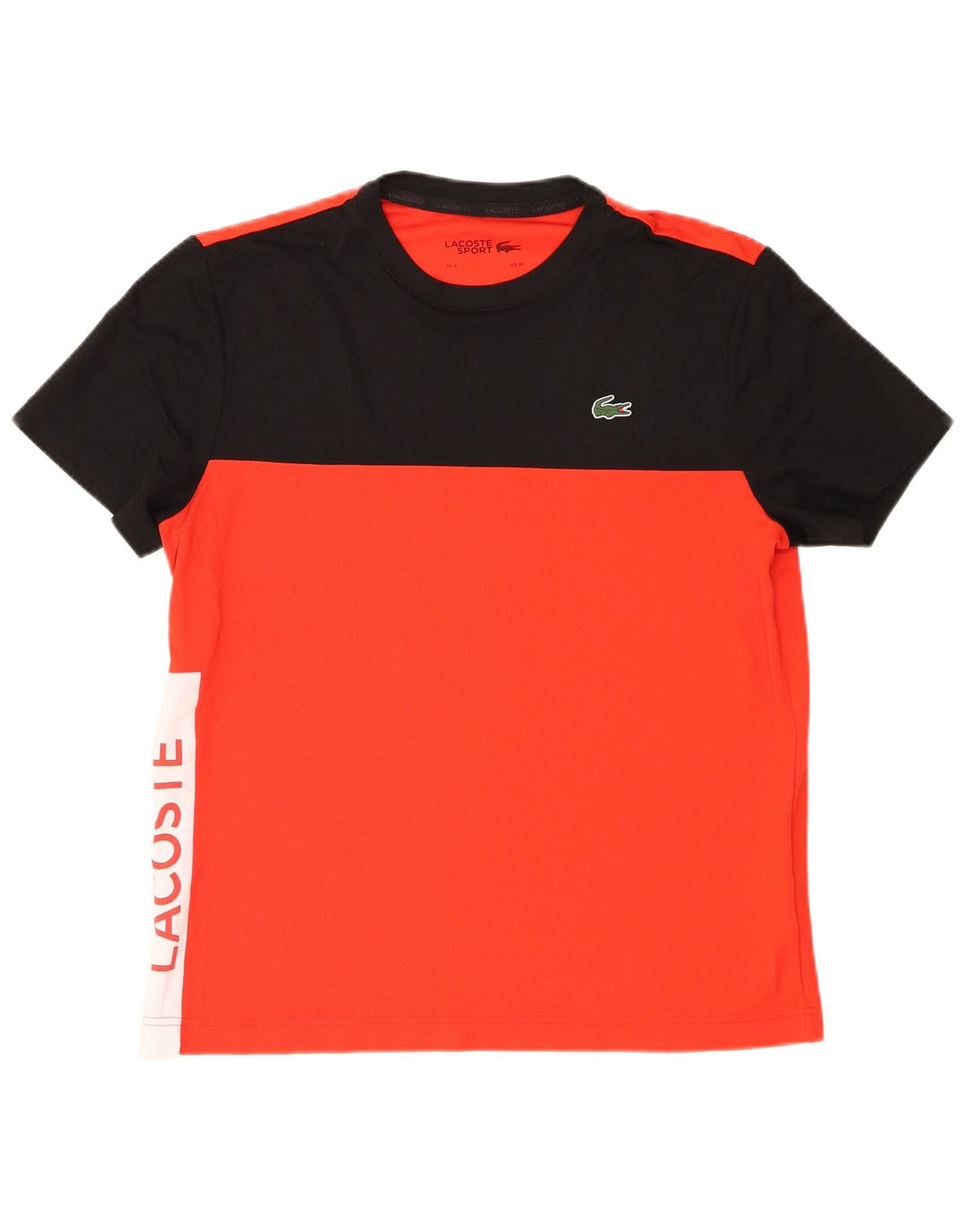 Lacoste Мужская футболка с рисунком, размер 4, средний красный, полиэстер с цветными блоками