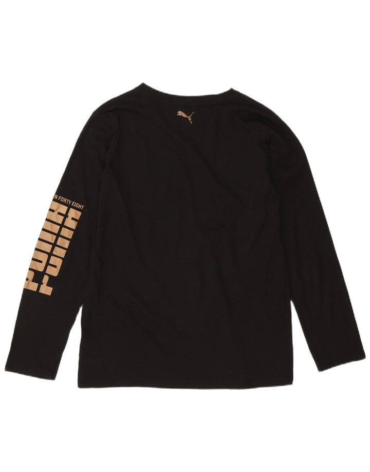 Топ с рисунком PUMA для девочек, длинный рукав, 15–16 лет, размер XL, черный хлопок