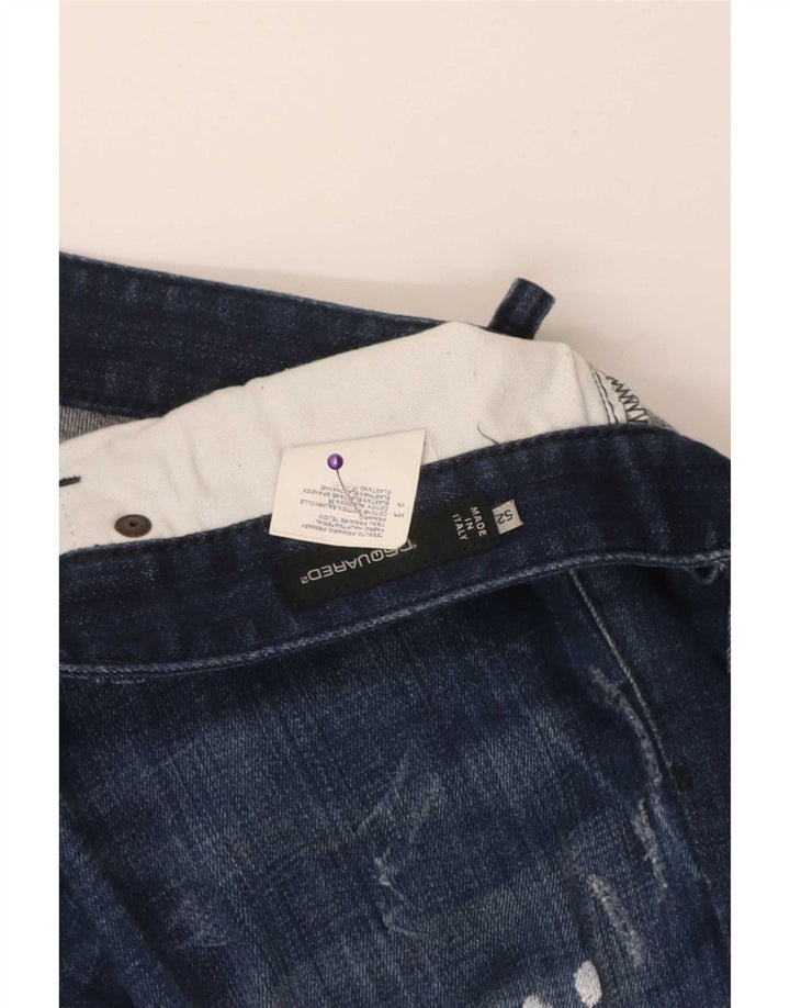 Dsquared2 Женские узкие джинсы с потертостями IT 52 2XL W36 L29 Синий хлопок