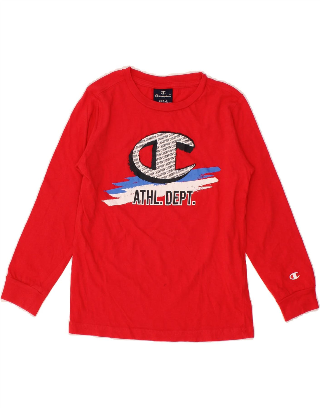 CHAMPION Boys Graphic Top Long Sleeve 7-8 Years Small Red Cotton Vintage Champion and Second-Hand Champion from Messina Hembry 