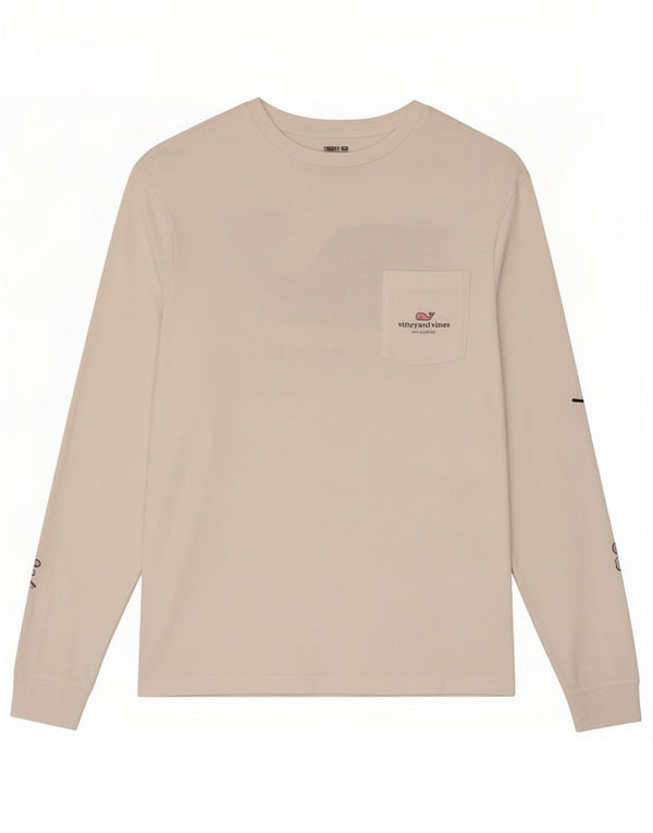 Мужской топ с рисунком Vineyard Vines с длинным рукавом XS, белый хлопок