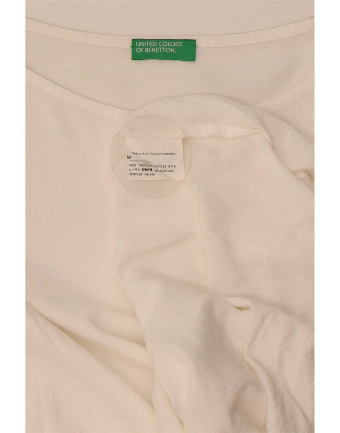 Женская блузка с рукавом 3/4 Benetton, Великобритания 14, средний белый, вискоза