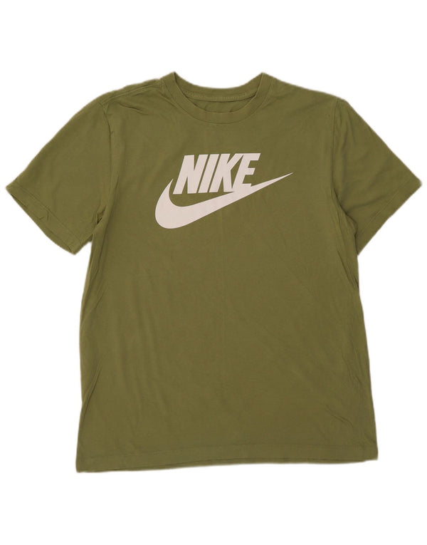 Мужская футболка с рисунком Nike, хлопковый топ среднего зеленого цвета