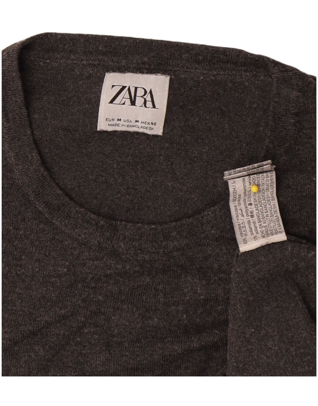 Женский джемпер с круглым вырезом Zara UK 14, средний серый вискоза с крапинками