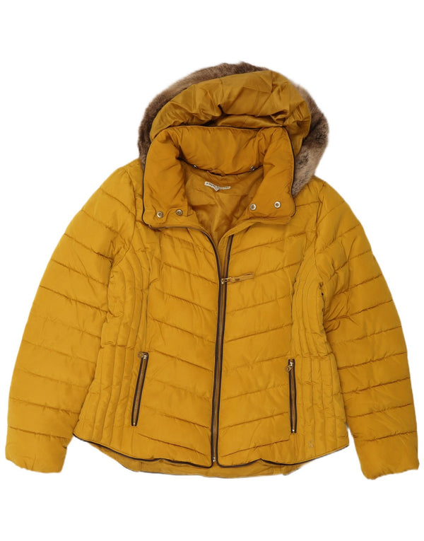 Женская стеганая куртка с капюшоном Joules UK 18 XL Желтый полиэстер