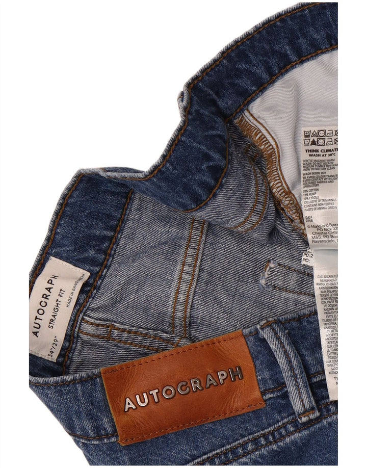 Мужские прямые джинсы Marks & Spencer с автографом W34 L29 синие, хлопок