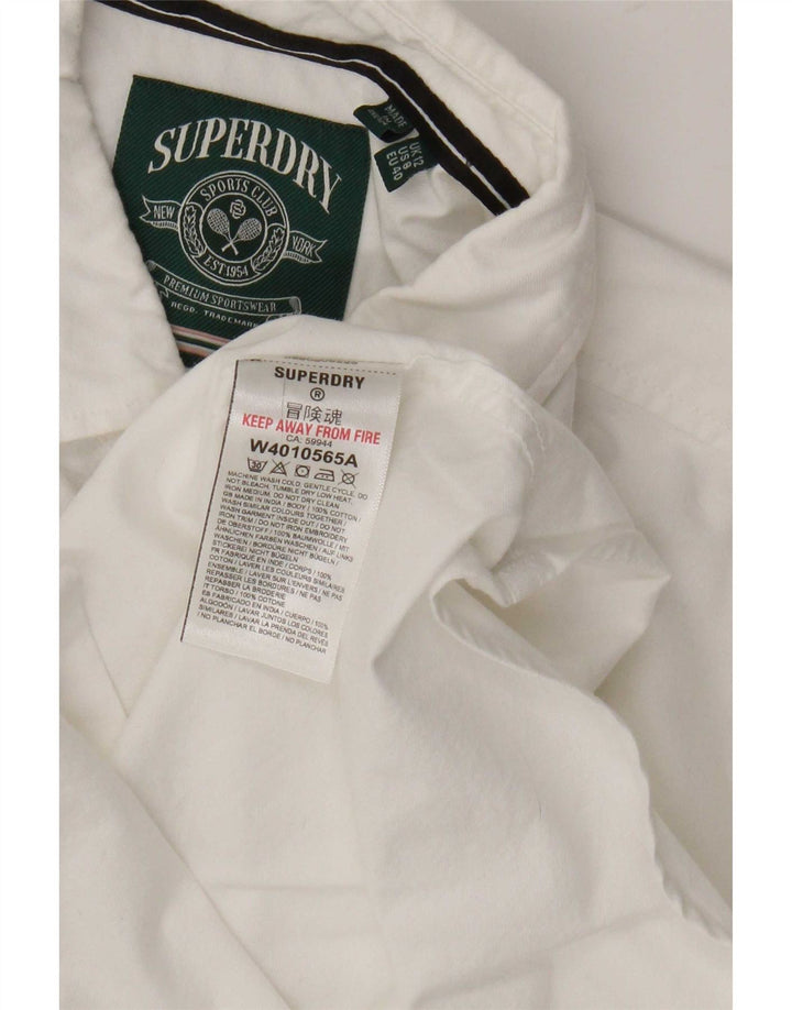 Женская рубашка Superdry UK 12, средний белый хлопок, белый цвет