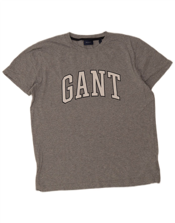 Мужская футболка с рисунком Gant, большой серый хлопок
