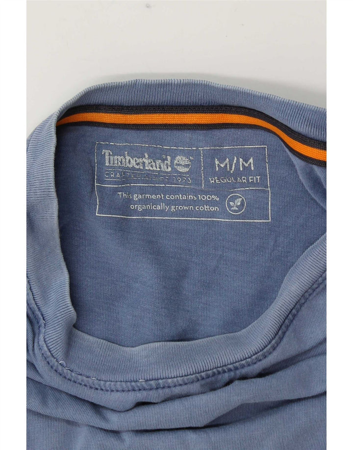 Мужская футболка стандартного кроя Timberland, хлопковый топ среднего синего цвета