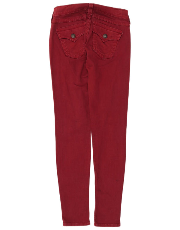 TRUE RELIGION Womens Skinny Jeans W27 L30 Maroon Cotton
