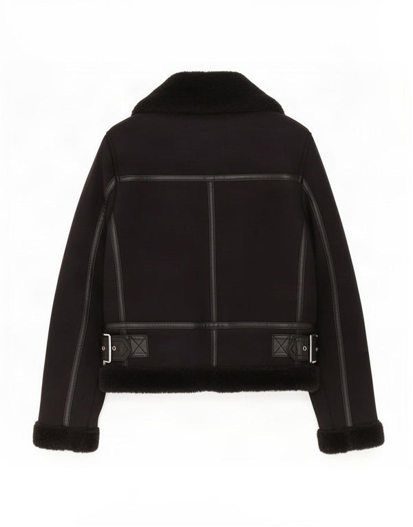 Женская куртка из шерпы Zara UK 6 XS, черный полиэстер