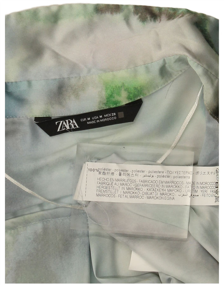 Женская блузка-рубашка оверсайз Zara UK 14, средний зеленый полиэстер тай-дай