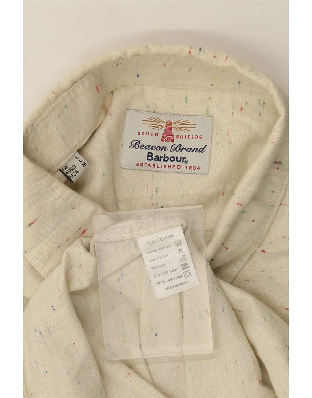 Мужская рубашка Barbour, большая бежевая хлопковая крапинка