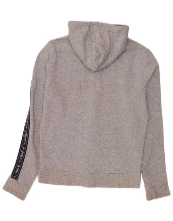 Tommy Hilfiger Мужской свитер с капюшоном и молнией с графическим рисунком, средний серый с цветными блоками