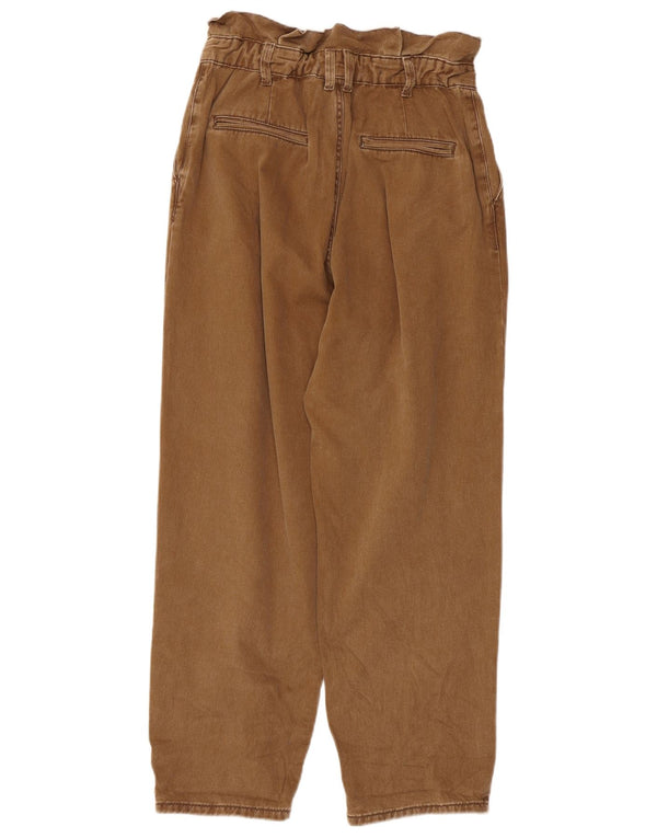 Женские укороченные брюки с завышенной талией Zara EU 36 XS W26 L25 Коричневые