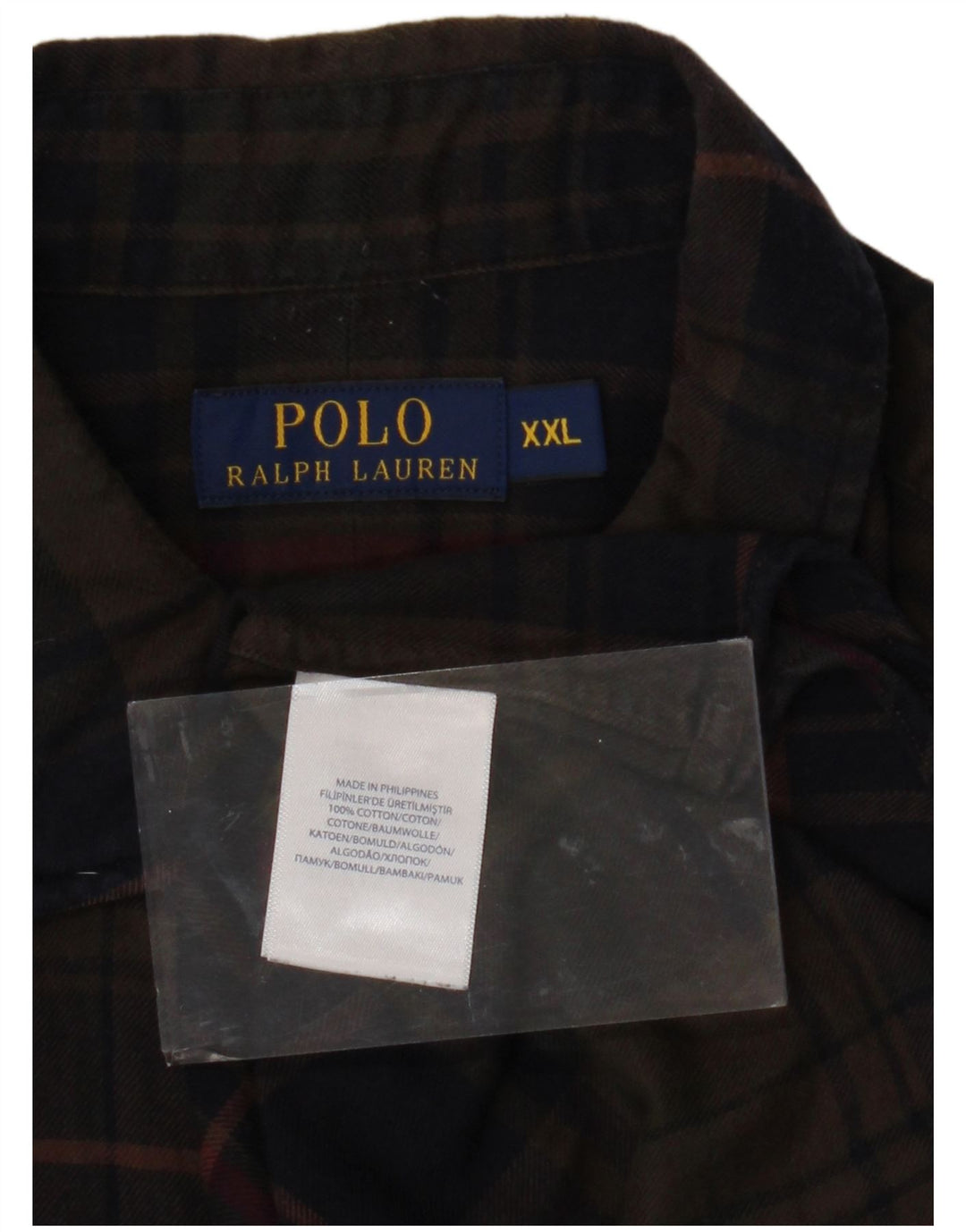 Мужская фланелевая рубашка POLO RALPH LAUREN 2XL, коричневая клетка, хлопок