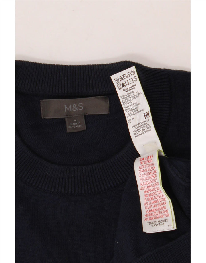 Мужской джемпер с круглым вырезом MARKS & SPENCER, большой темно-синий
