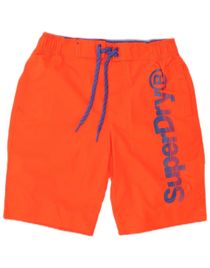SUPERDRY Мужские шорты для плавания с рисунком, маленькие оранжевые, полиэстер