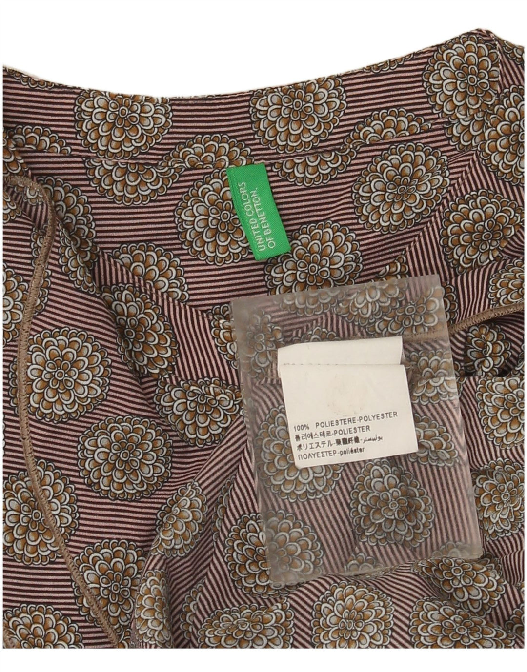 Женская блузка с рюшами Benetton, топ UK 14, средний серый с цветочным принтом