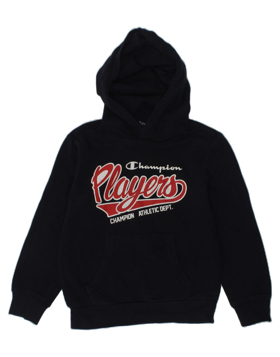 CHAMPION Boys Graphic Hoodie Jumper 7-8 Years Small  Navy Blue Cotton | Vintage Champion | Thrift | Second-Hand Champion | Used Clothing | Messina Hembry 